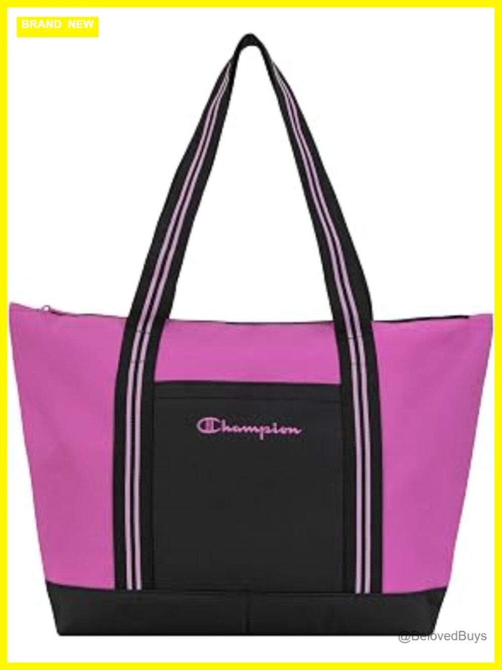 Varsity Tote Bag with Zip Closure and Interior Mesh Pockets for Work, Travel,